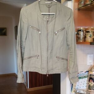 Steilmann Light Sage Women's Zip-Front Leather Jacket